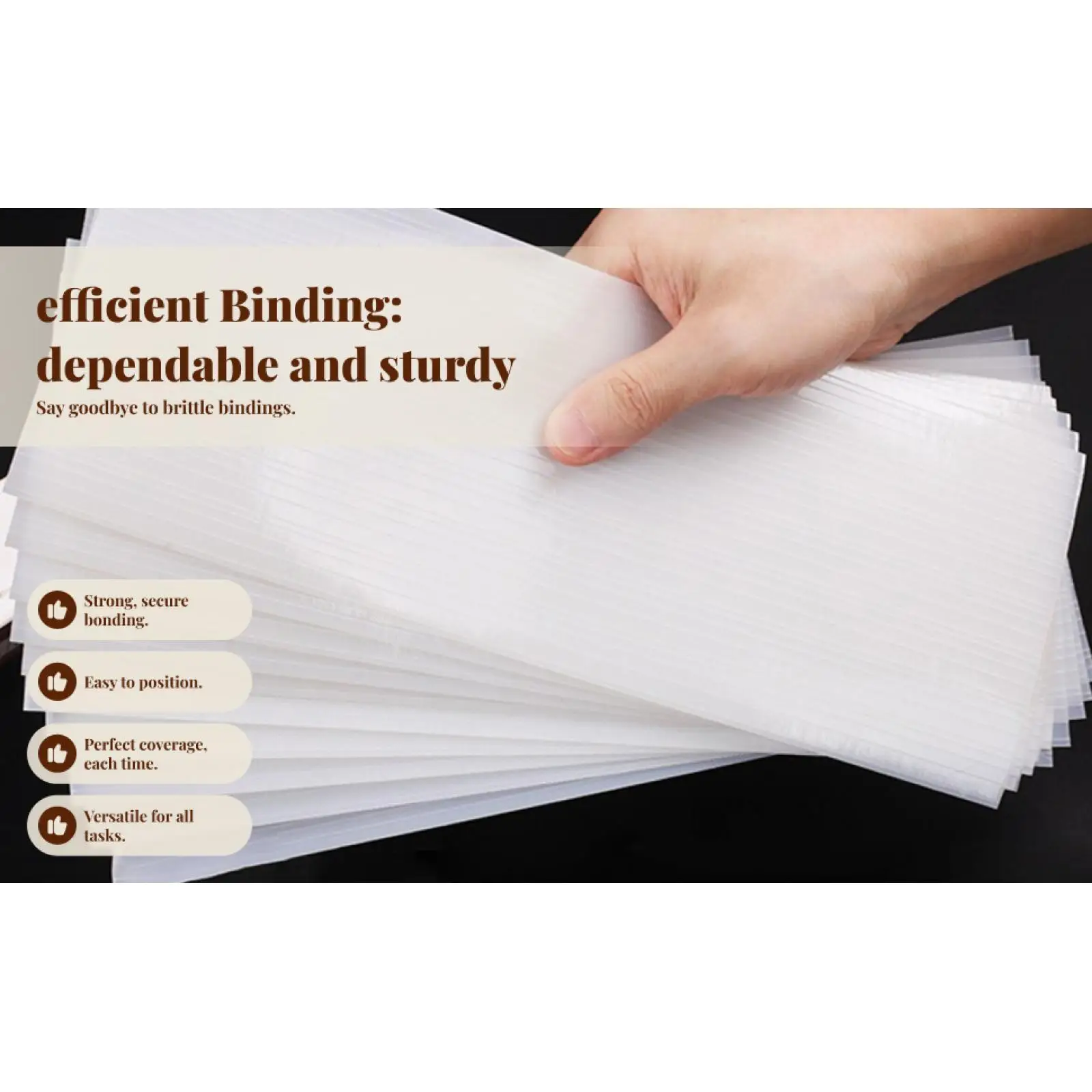 Hot Melt Adhesive Binding Strips for Thermal Binding Machine 50 Pieces 290mm Long EVA Glue for Document Securing Bookbinding