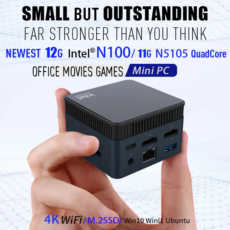 ZX01 PLUS Intel Alder Lake N100  Windows 11 4 Core Mini PC DDR5 12GB 128GB M.2 SSD WIFI5 BT4.2 Desktop Computer Gaming