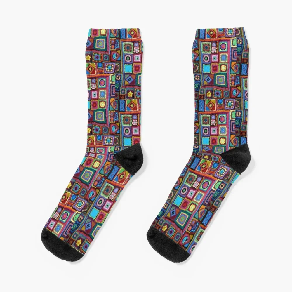 

Granny Square Socks essential Rugby gym basketball Socks For Women Men's