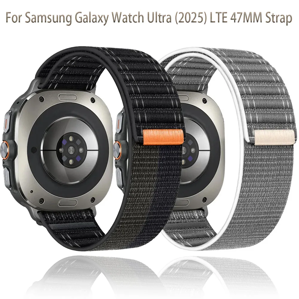 حزام حلقة نايلون رسمي لساعة سامسونج جالاكسي الترا 8/7 47 مللي متر نمط موجة سوار من القماش لساعة جالاكسي الترا 2025
