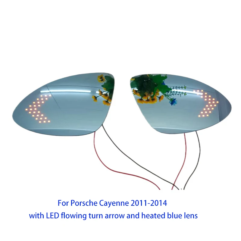 

Для Porsche Cayenne 2011-2014 Автомобильное боковое зеркало, усиленное струящейся поворотной стрелкой и синими линзами с подогревом