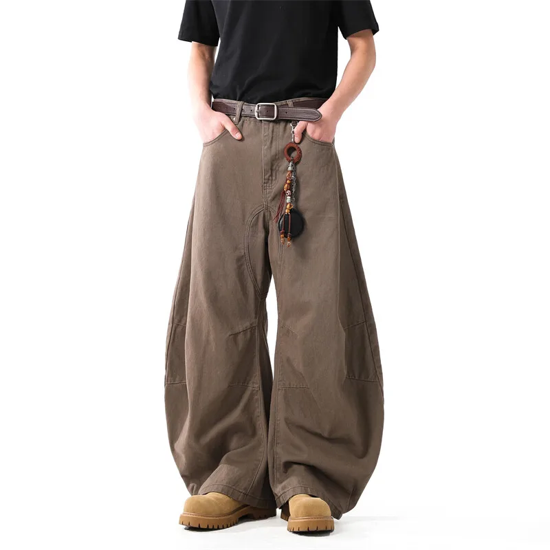 Unisex Brown Loose Fit Wide Leg Casual Pants Sportswear Lounge Joggers Street Fashion Athleisure Trendy Stylish Design Comfort