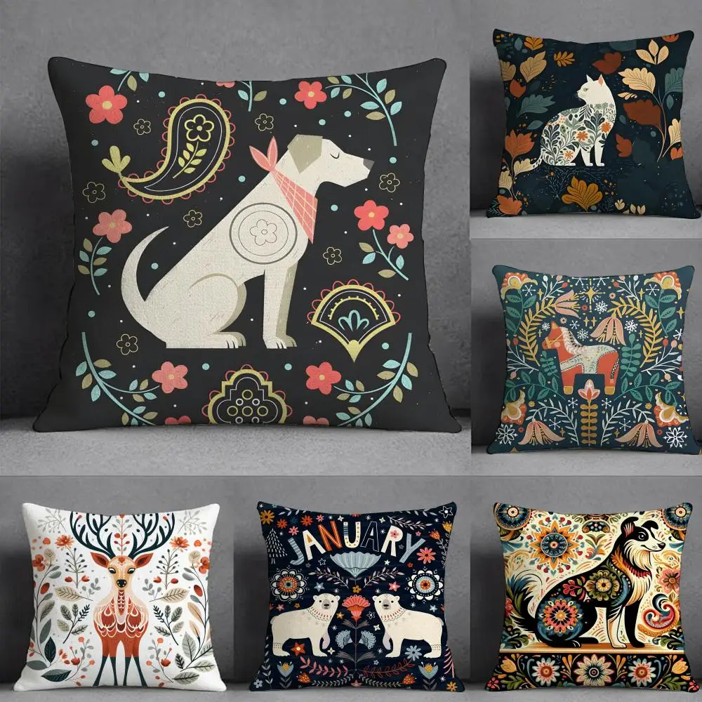 Plant And Classic Animal Pillow Case Pillowcase, Double-sided Printed, Sofa Cushion, Bedroom Headboard Pillow