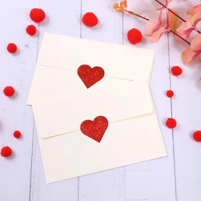 50-500pcs red love shape Valentine\'s Day paper candy bag packaging sticker gift box packaging bag wedding sticker