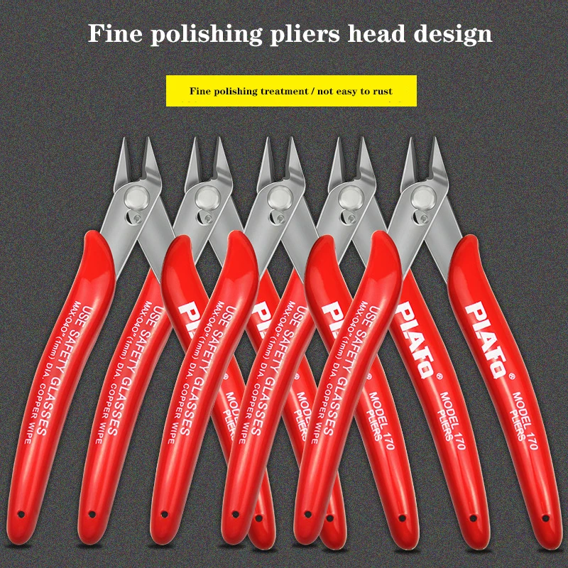 DIY Trimmer Red 170 Wire Cutting Wire Cable Scissors Mini Scissors Flat Neck Pliers Trimming Industrial Stainless Steel Tools