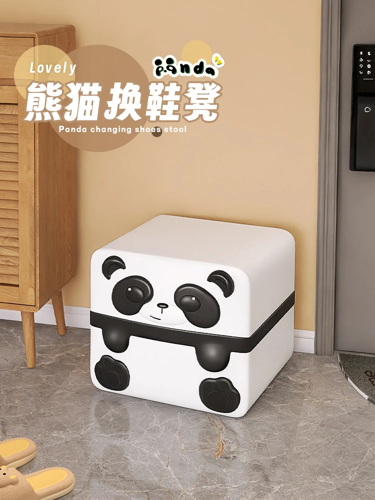 

Cartoon panda shoe changing stool living room home sofa small stool creative cute children's pedal animal stool ornaments