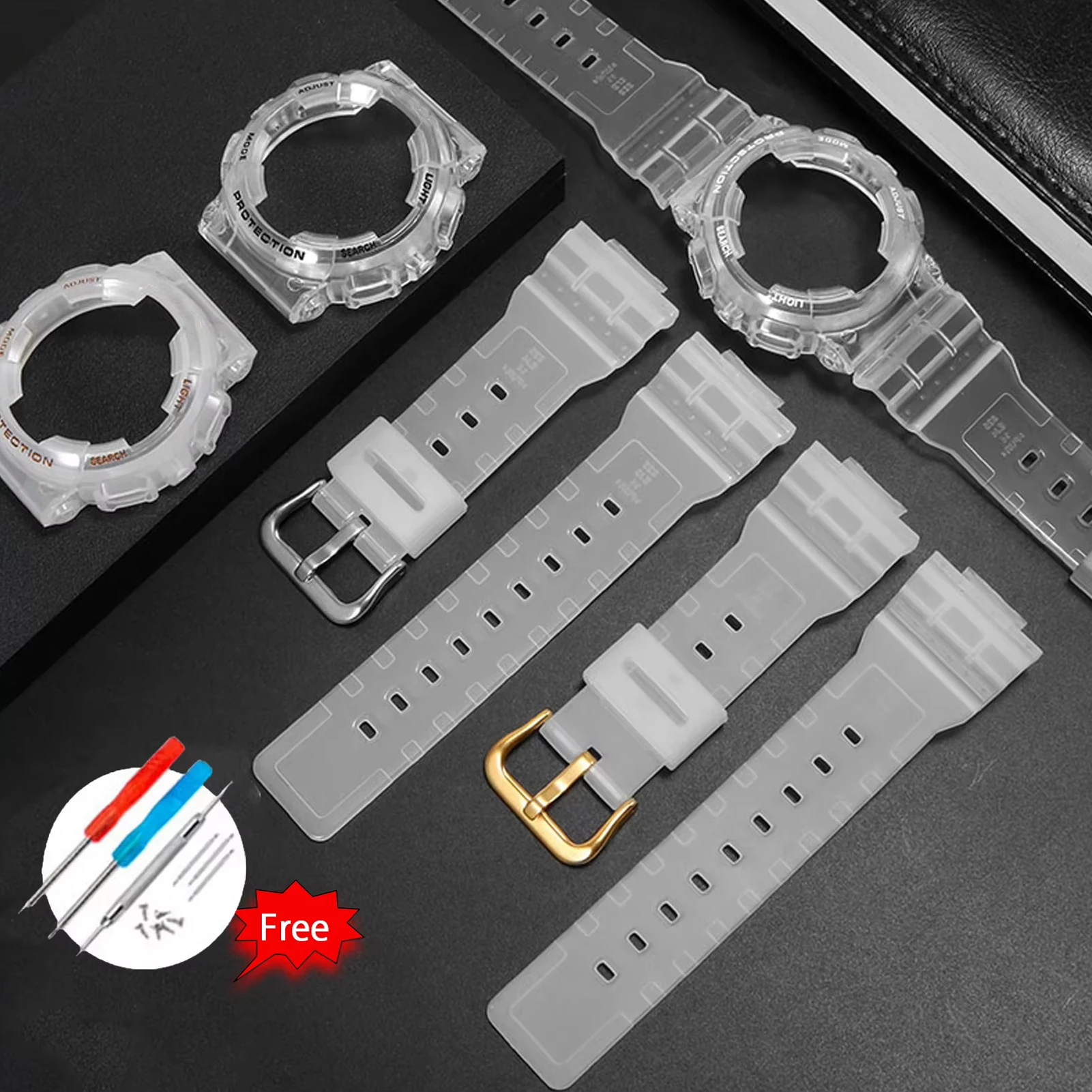 Wristwatch Strap Bezel Replacement For Casio Baby-G BA-110 111 112 120 130 Rapo Transparent Watch case women Silicone Watchband