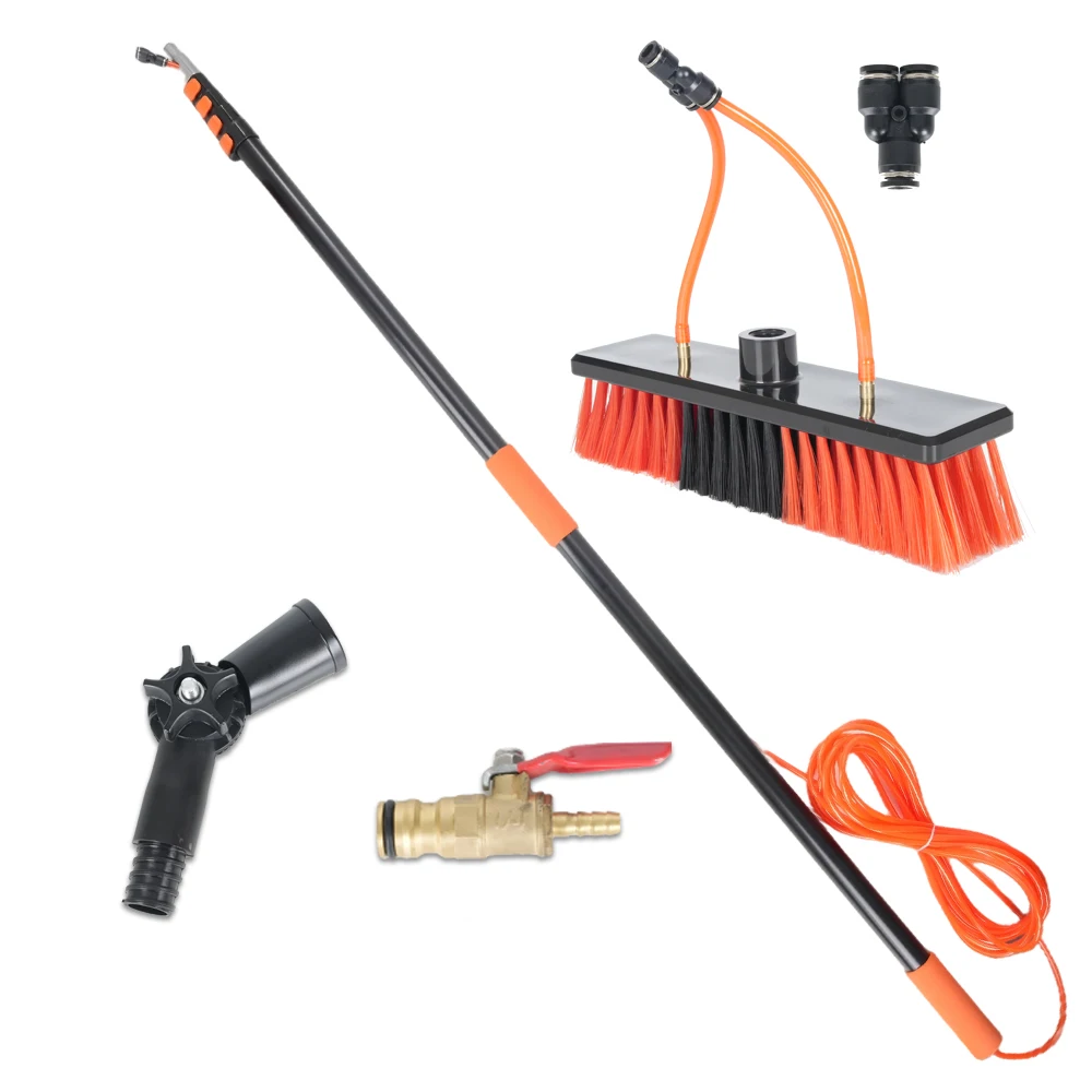 Manual Retractable Aluminum Pole Telescopic Solar Panel Cleaning Brush Water Fed Eco-Friendly Tool Glass Wall Household