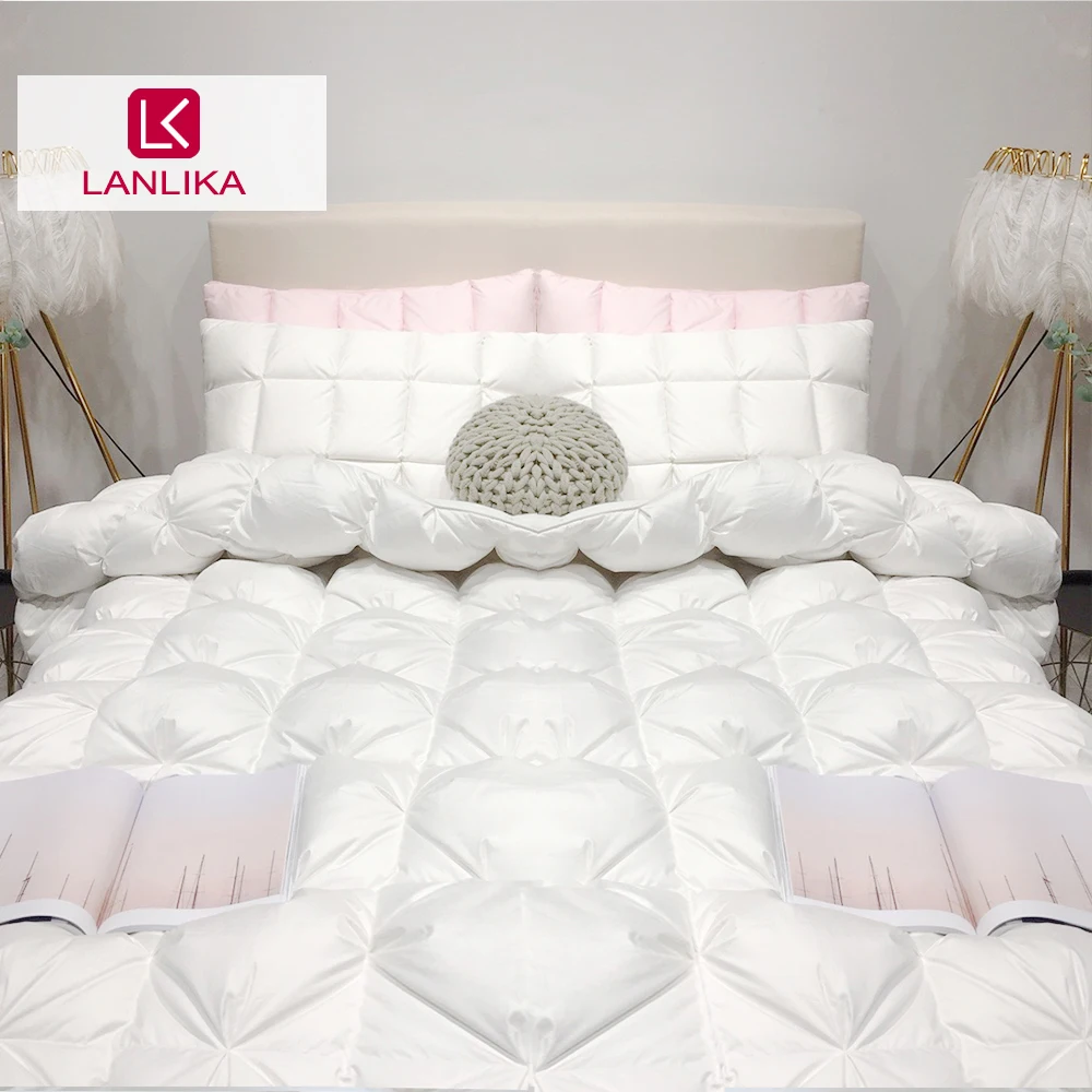 

Lanlika Winter New Craft 100% Goose Down Quilt Women Comforter Warmth Duvet Queen King Blanket Ultra Soft Cotton Noiseless Shell