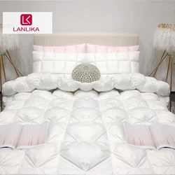 Lanlika Winter New Craft 100% Goose Down Quilt Women Comforter Warmth Duvet Queen King Blanket Ultra Soft Cotton Noiseless Shell