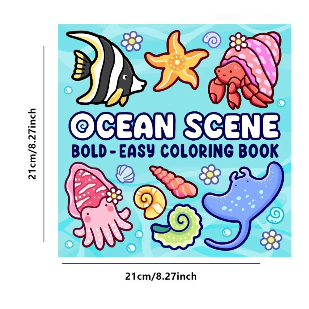 Ocean Scens Bold-easy Patterns Coloring Book for Adults Cute Drawing Book Perfect Gift for Party and Birthday