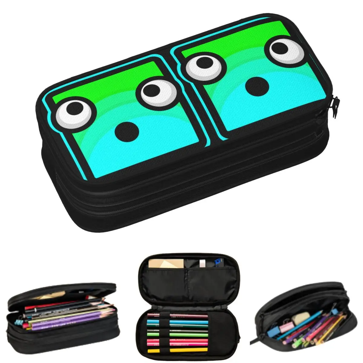 Video Game Geometry Dash Pencil Cases for Student Gifts Pen Box Pencil Bag Large Storage Pencil Pouch
