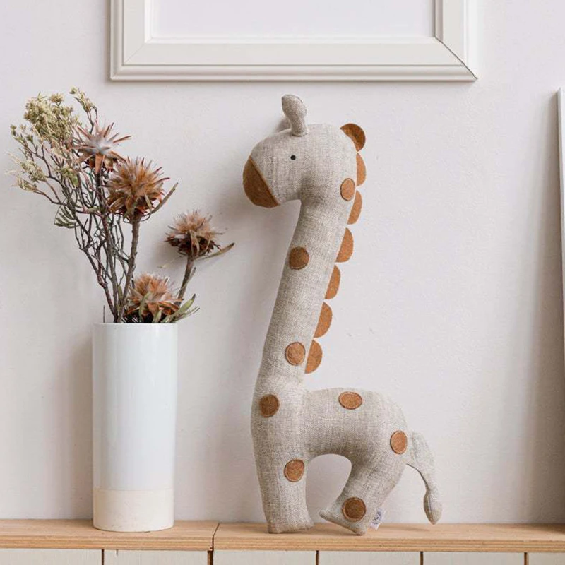 40-50CM MINISO Baby Soothing Doll All Cotton Giraffe Plush Stuffed Doll Modern Nordic Style Room Decoration Doll Birthday Gift