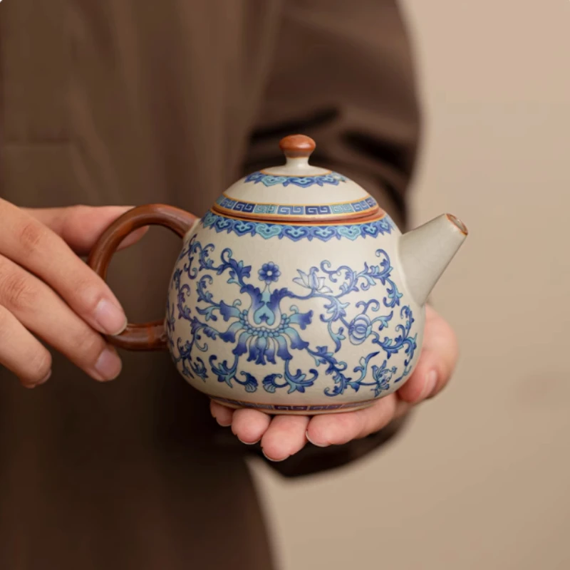 Ru forno shipiao retro forno mudança bule de chá artesanal cerâmica bule beleza chaleira teaware cerimônia chá chinês presentes drinkware