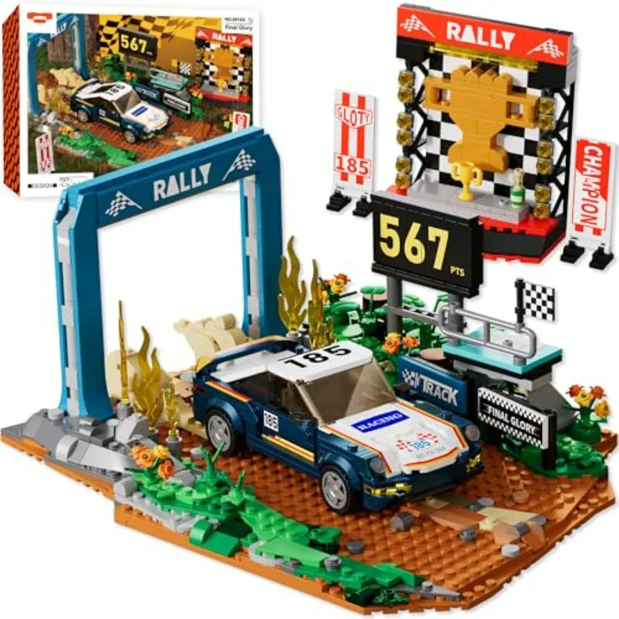 

Набор для сборки внедорожного гоночного автомобиля, 1081 деталь, модульный конструктор для взрослых 8+, с миниатюрной моделью автомобиля в лесной сцене, красный и черный