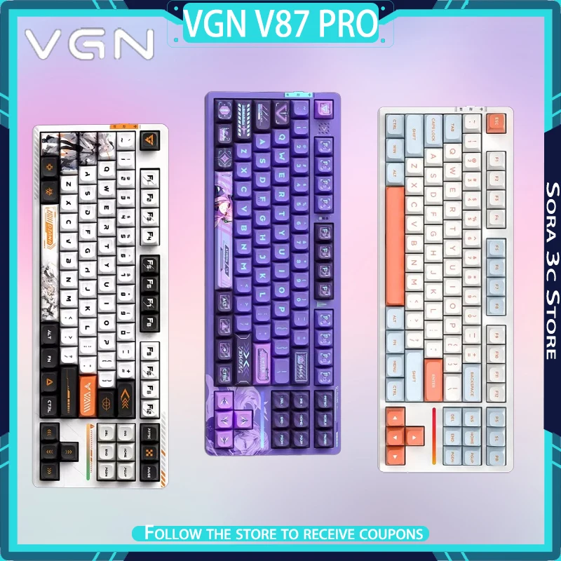 VGN V87 Pro Wireless Mechanical Keyboard Gasket Structure Full Key Hot Swappable RGB Customized Gaming Keyboard Gamer Gift