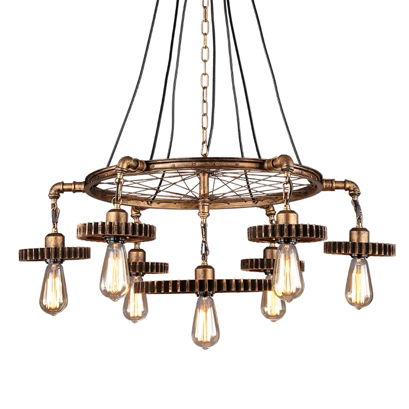 

Industrial wind gear wrought iron bar cafe hanging lamp