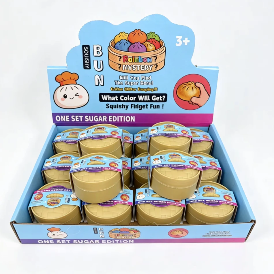 2026 Random 1-6pcs Blind Box Colorful Simulated Steamed Bun Squishy with Box Dumplings Sensory Squeeze Toy for Stress Relief