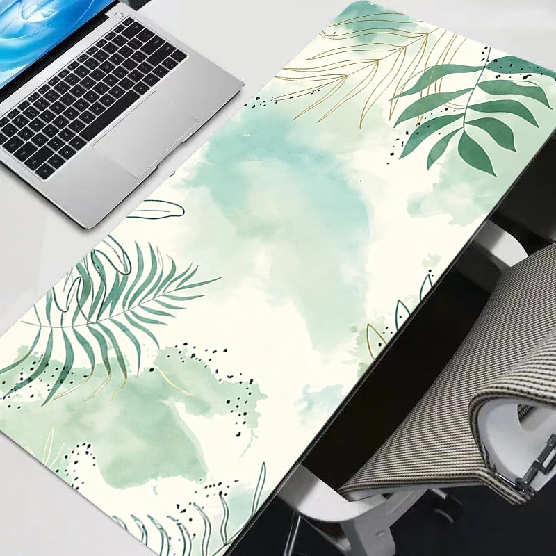 Fresh green leaves Mouse Pad notbook gamer Large Keyboard NonSlip Rubber Computer Carpet Desk Mat PC Gamer 90x40 MousePad