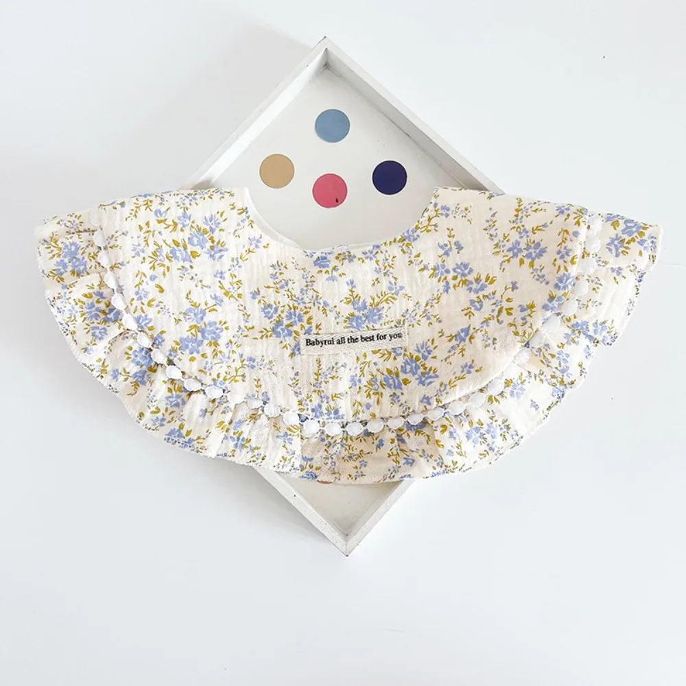 

Sweet Feeding Baby Cotton Bibs Round Neck Floral Baby Drooling Bibs Korean Style INS Saliva Towel Cloths Neck Wear Accessories