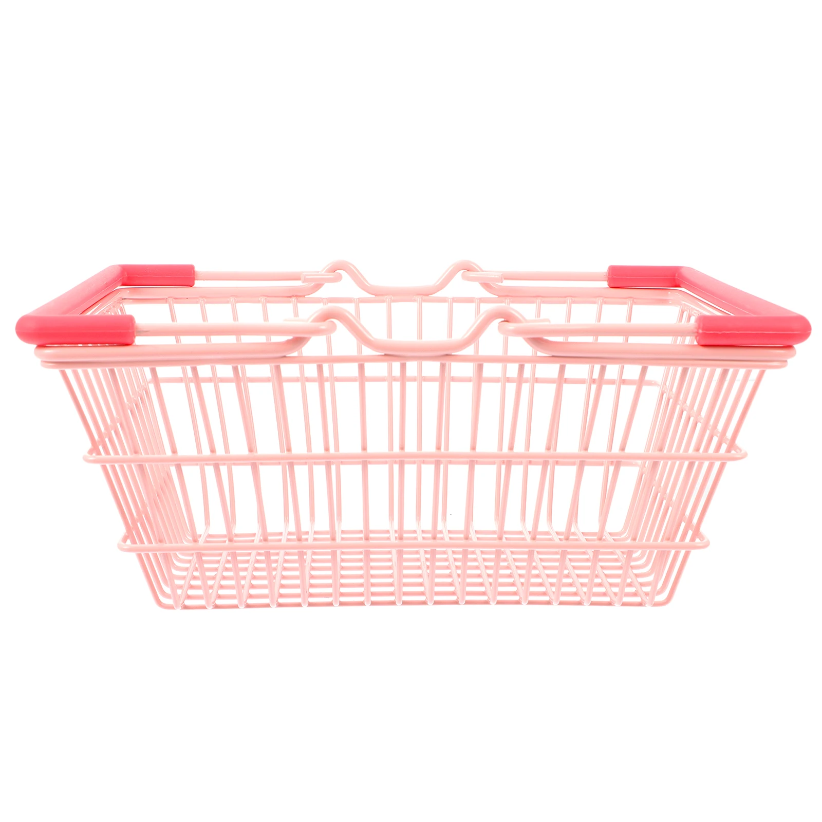 

Mini Storage Baskets Pink Metal Handle Shopping Basket for Home Supermarket Toy Store Wire Farmhouse Decorative