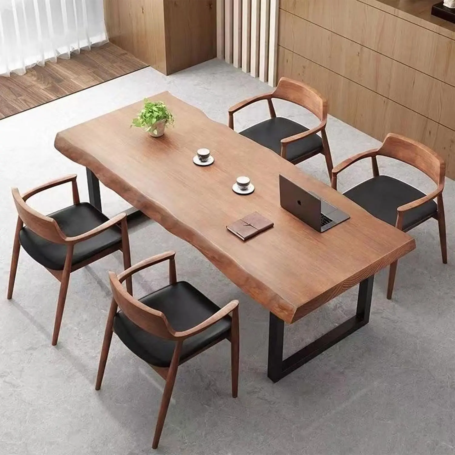 

Solid Wood Office Desk, Dining Table, Desk -55 to 62 inches, Modern Farmhouse Design, can accommodate 2-8 People