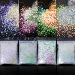 4Color-10G Iridescent White Irregular Flake Chunky Glitter Sparkling Luster Shape Nail Art for Craft Deco Makeup Facepaint DIY