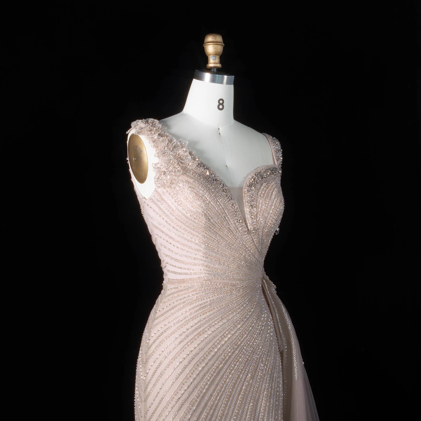 Sharon Said Abendkleid Glamouröses Grünes Tüllkleid mit Perlen und Quasten, Sweetheart-Ausschnitt, Luxuriöses Dubai-Formelles Hochzeits- und Partykleid SS103 Maßanfertigung – Detail 36