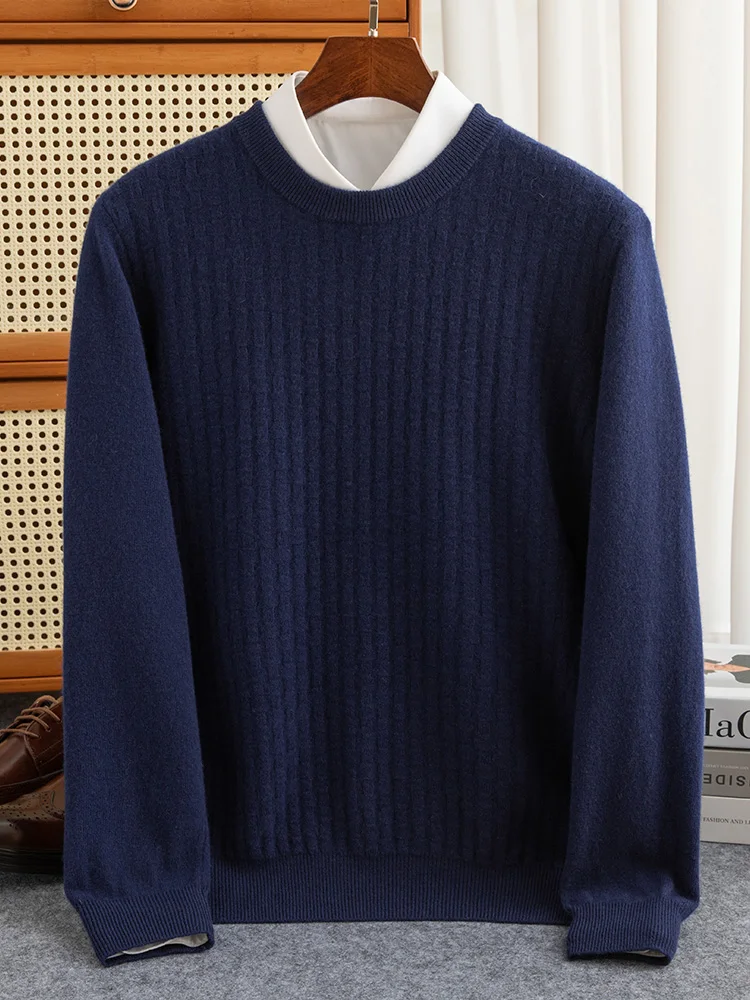 新品100%ウールセーター メンズ Oネック プルオーバー 秋冬 ソフト 長袖 カジュアル 大きいサイズ ベースシャツ ユース ニットトップス