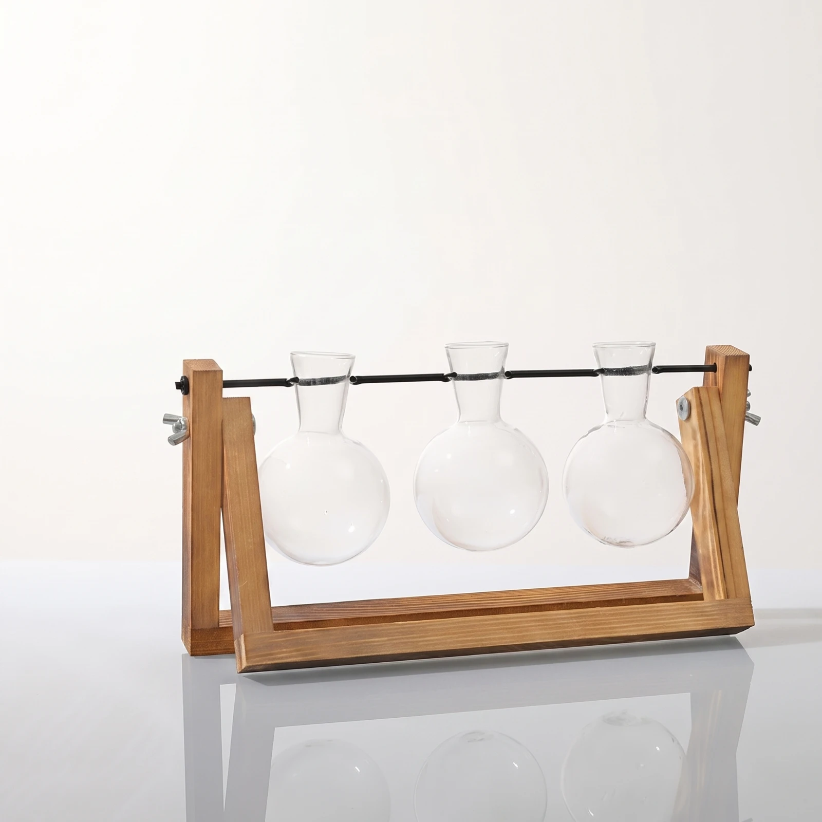 Plant Propagation Station with Wooden Stand Minimalist Tabletop Propagation Stand Desktop Plant Terrarium Clear Planter