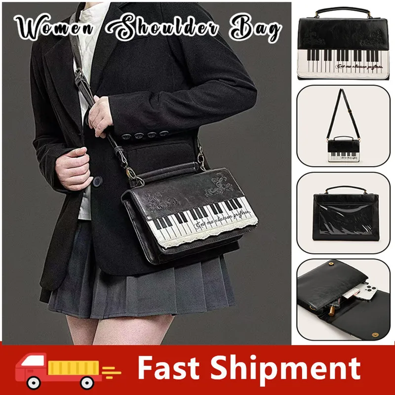 Piano Polka Dot Key Shoulder Bag,Contrast Color Large Handbag,Y2k JK Girls Briefcase Piano Backpack Women's Bag Square Bag