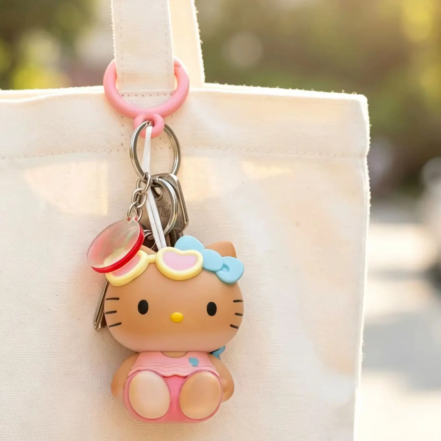 Storage Bag Accessories Hello Kitty Color-Changing Keychain Y2K Bag Ornament Cartoon keyring Birthday Kawaii Hanging Christmas H