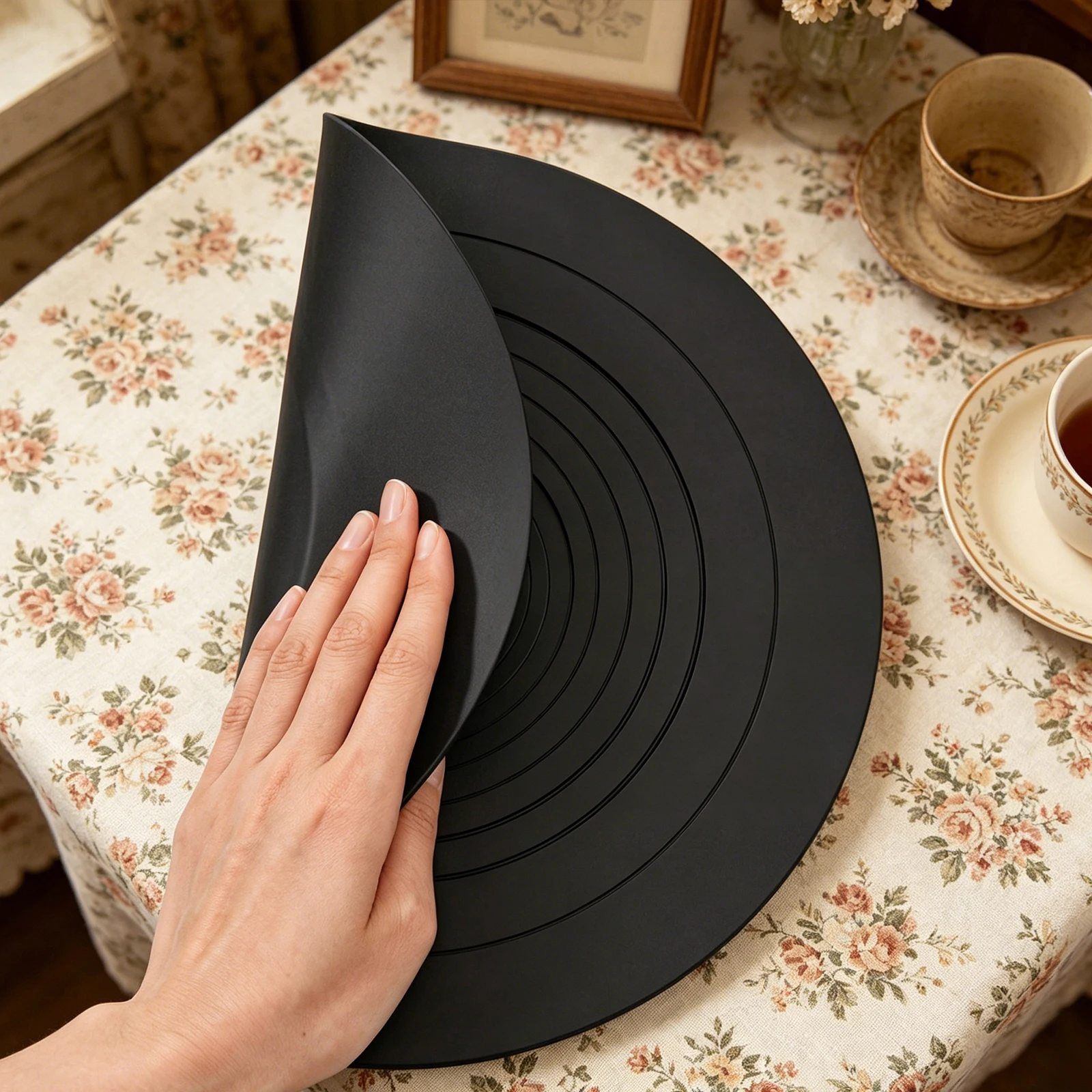 Turntable Platter Mat 12 Inch Diameter Silicone Turntable Slipmat Anti-Static & Anti-Slip Vinyl Accessories for LP Record Player