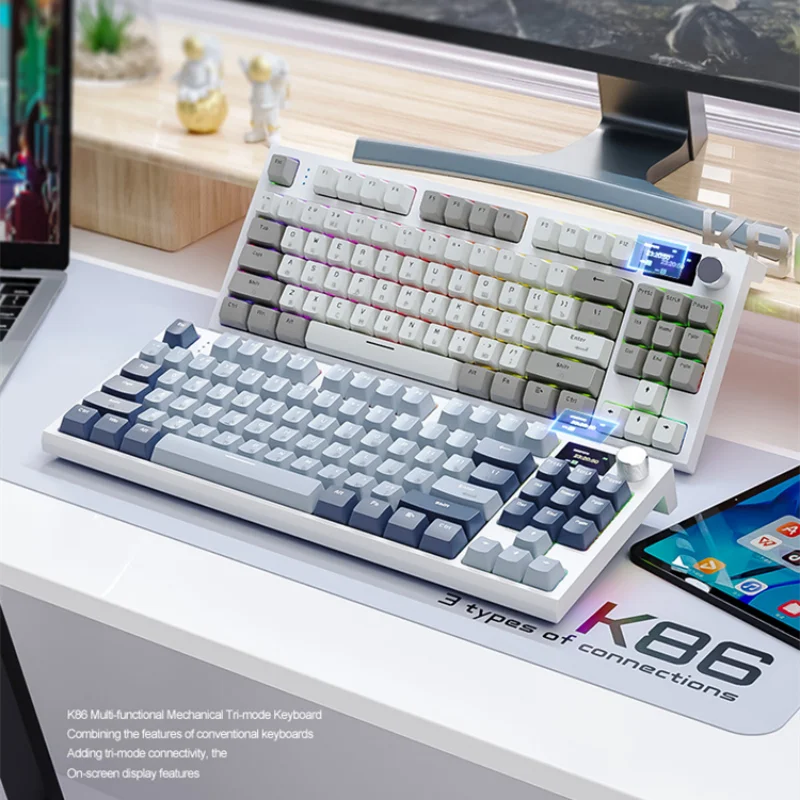 K86 Gasket Mechanical Keyboard, 75% Wireless Hot Swappable Gaming Keyboard With Five-layer Padding&knob, Bluetooth/2.4ghz/usb-c