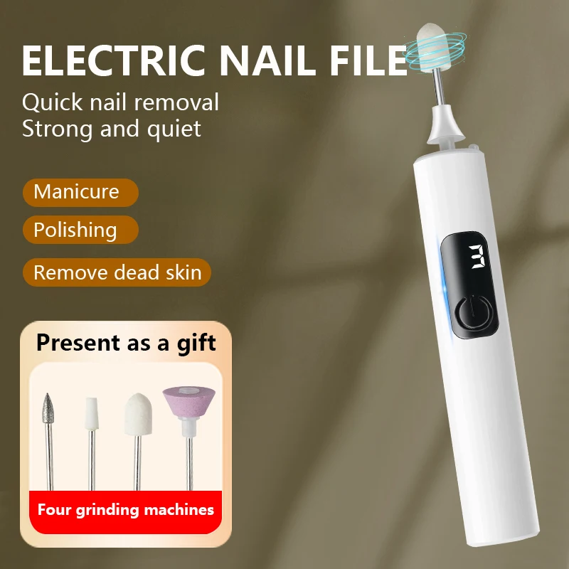 LED 電動ネイルバッファーポリッシャー バッテリーインジケーター付き 長時間スタンバイ TYPE-C 充電ネイルアートツール