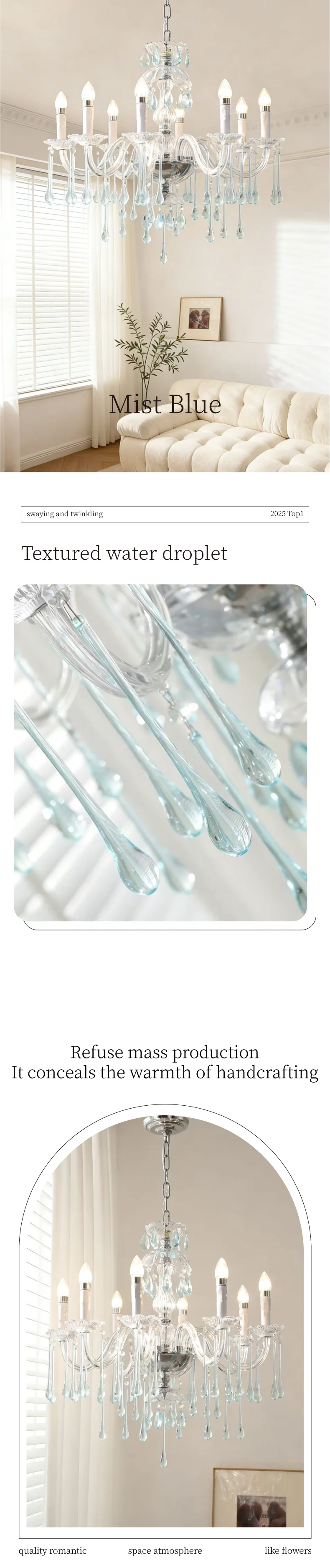 European Candle E14 Chandelier Living Room Crystal