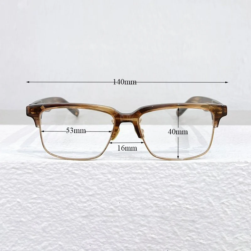 Classic Retro Square Glasses Frame for Men M-93 Series Summer 2023 Hand Made Striped Brown Acetate Myopia Eyeglasses Men Shades