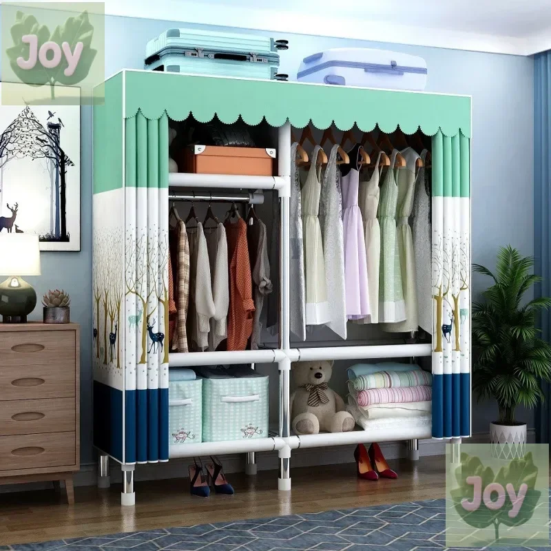 

wardrobe cloth wardrobe thickened steel pipe bedroom hanging wardrobe rental room household double single hanger adult