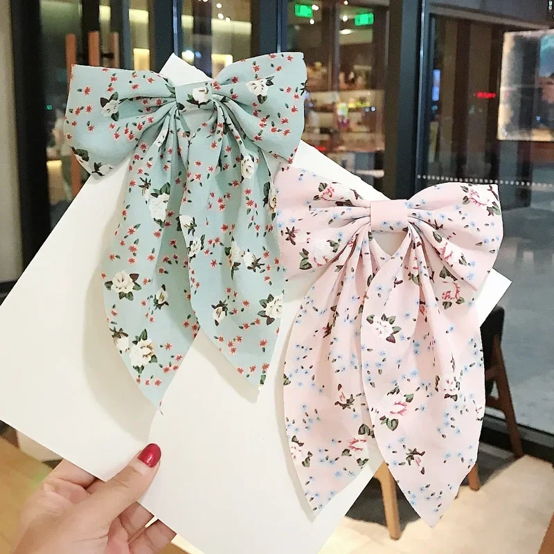 New Korean Floral Butterfly Bow Hairpins Elegant and Fresh Fabric Hair Clip Duckbill Clamp Headwear Hair Accessories for Women