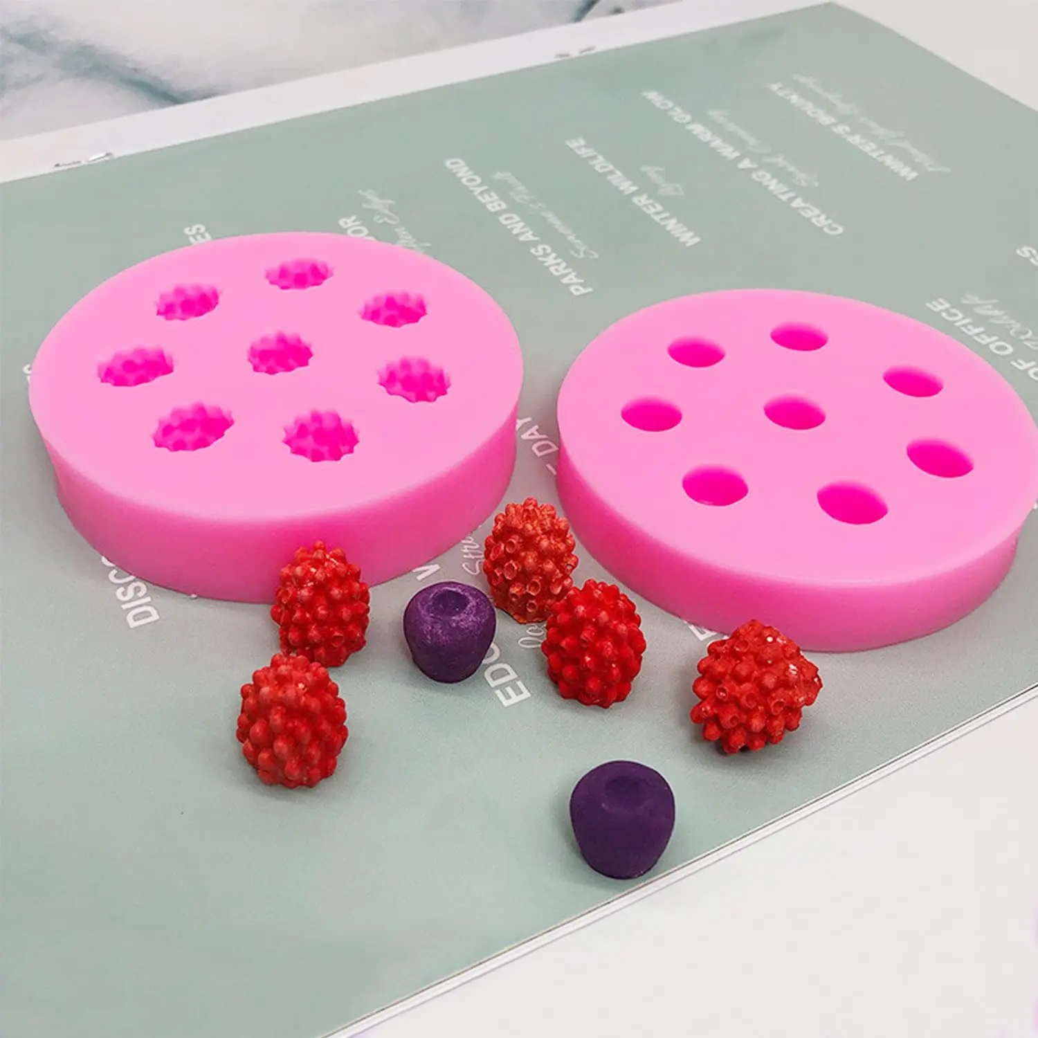 Blueberry Raspberry Silicone Mold, 3D Silicone Fondant Mold For Chocolate Fruit Candle Soap Mold Cupcake Embeds Candy Homemade