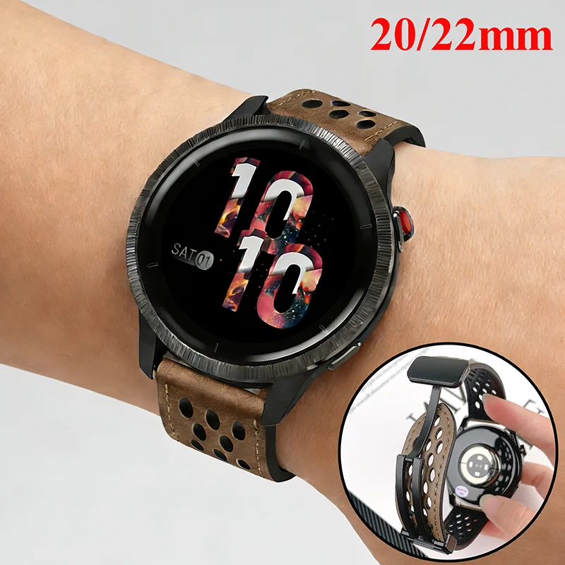 Leder 20mm 22mm Uhrenarmband für Garmin Venu 3 2/SQ 2 Plus Magnetisches Band Forerunner 265 255 165 168 Vivoactive 6 5 4 3 Armband