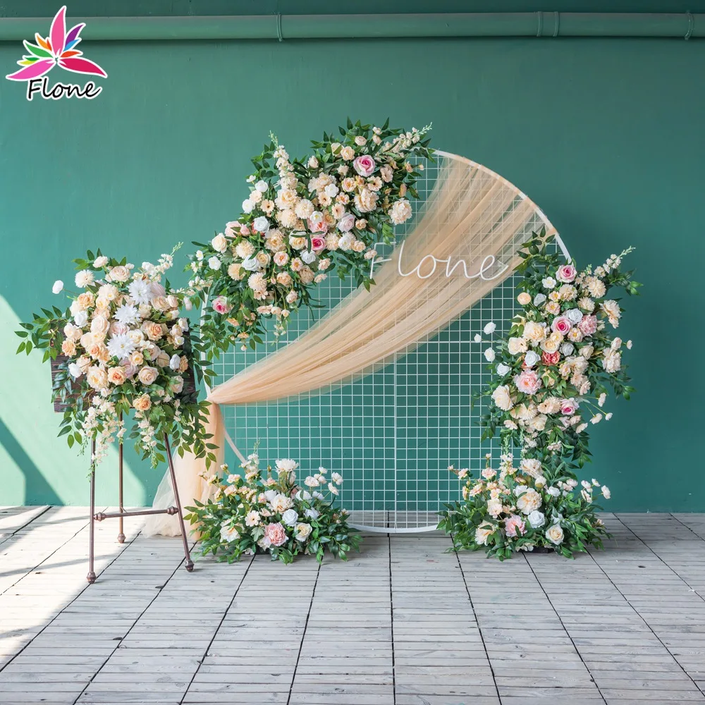 

Mariage Decoration High Quality Flores Artificiales Wedding Champagne Green Sztuczne Kwiaty Floor Floral Arrangement HY2200