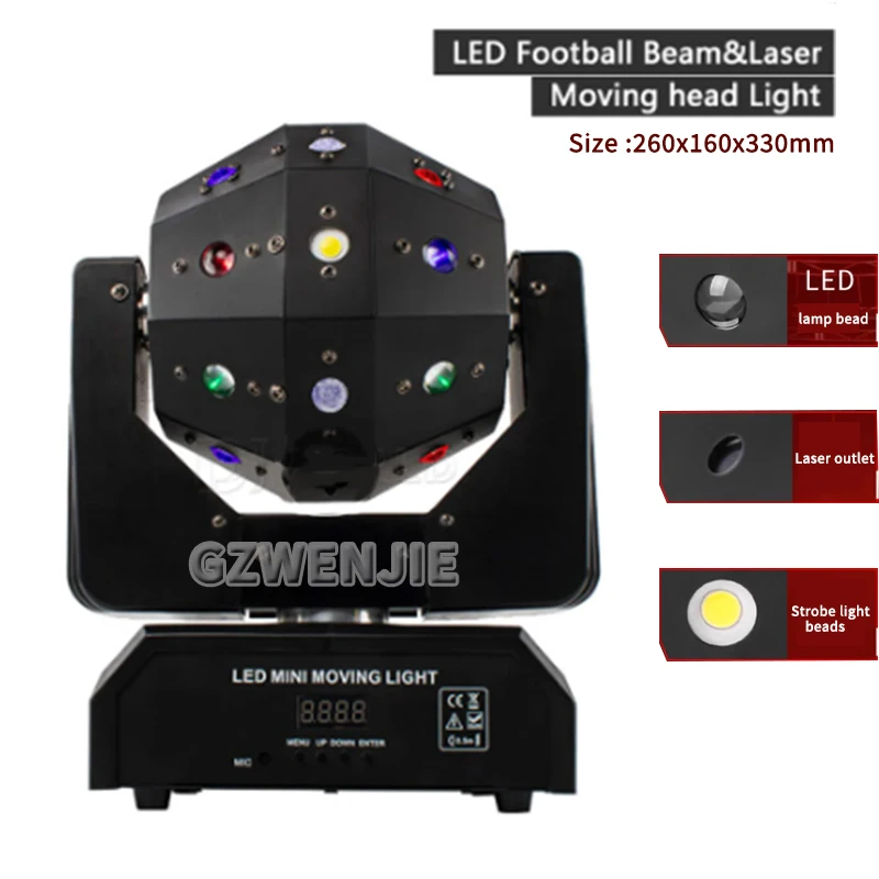 16X3W RGBW Football Lamp Moving Head Light Beam Double Arms Strobe Projector DMX521 Stage DJ Bar Party Stage Light 3in1