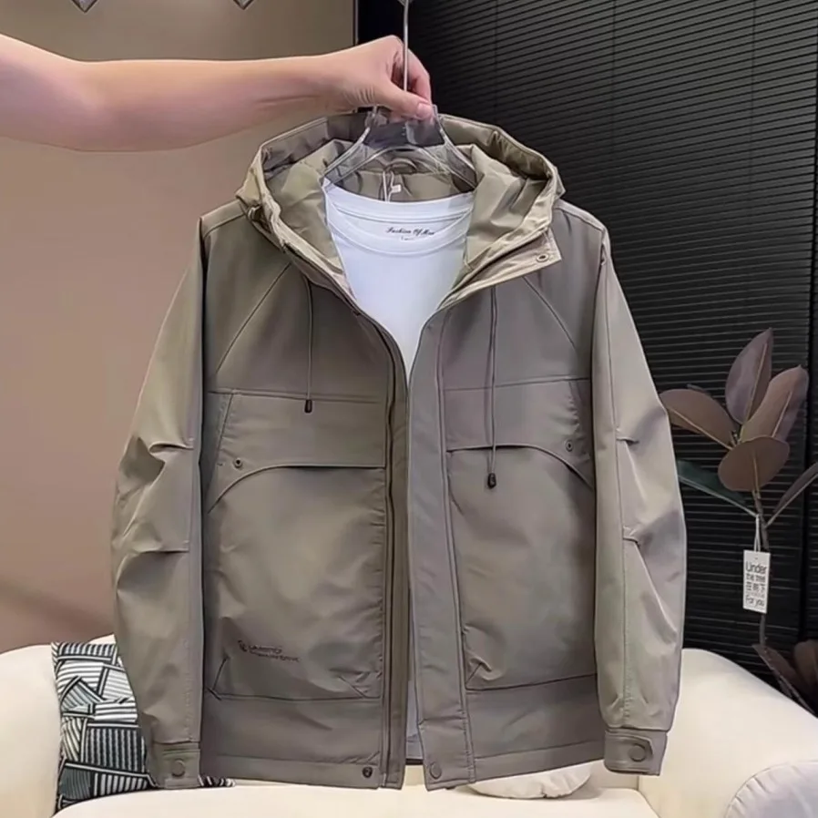 

Мужская хлопковая куртка с капюшоном Thiened, осенняя новая мода с защитой от ветра, весна-лето, осень-зима, верхняя одежда, повседневная посадка-стойка