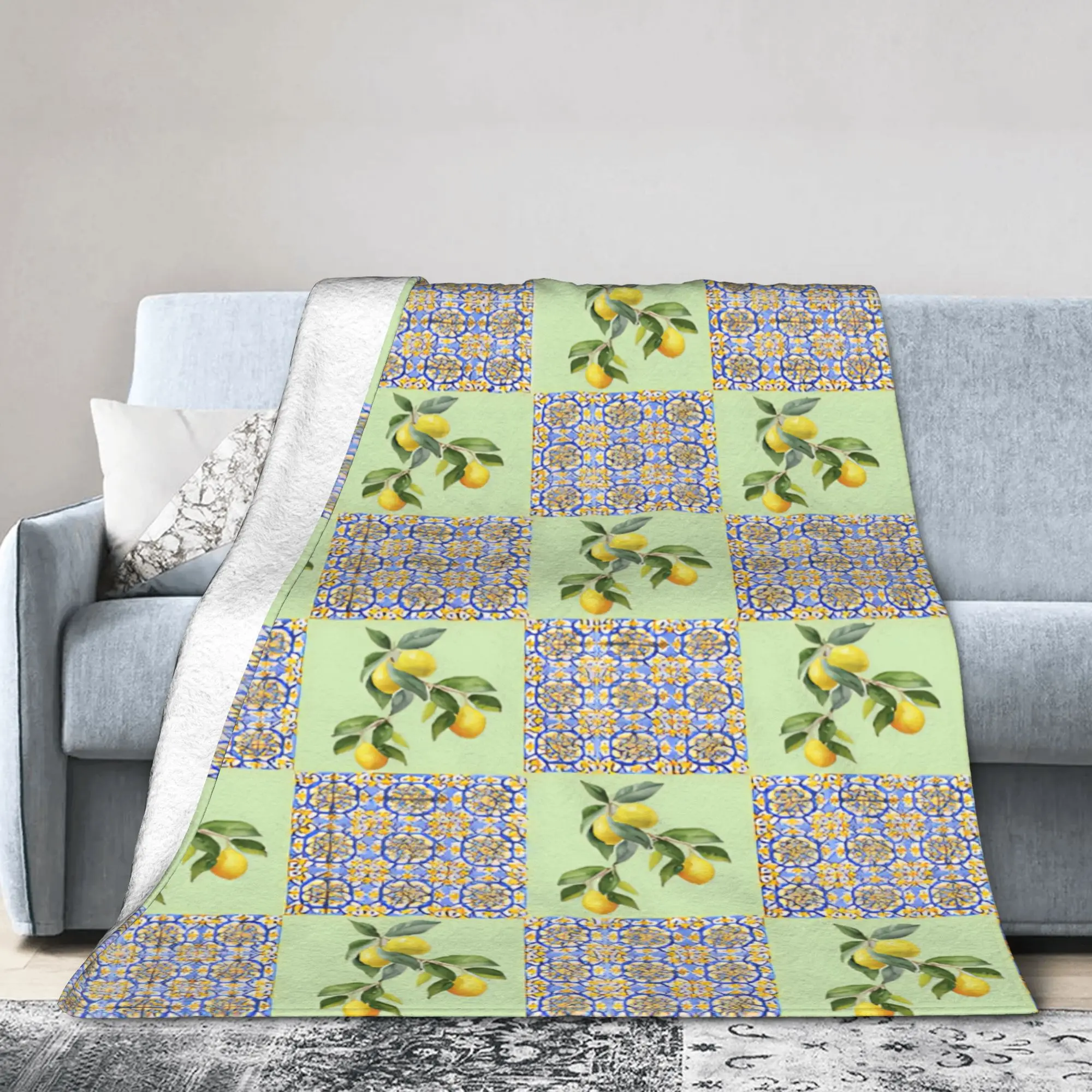 Lemon Sicily Rectangle Blanket Fleece  Relax Soft Throw Blankets for Bedding Bedding Throws