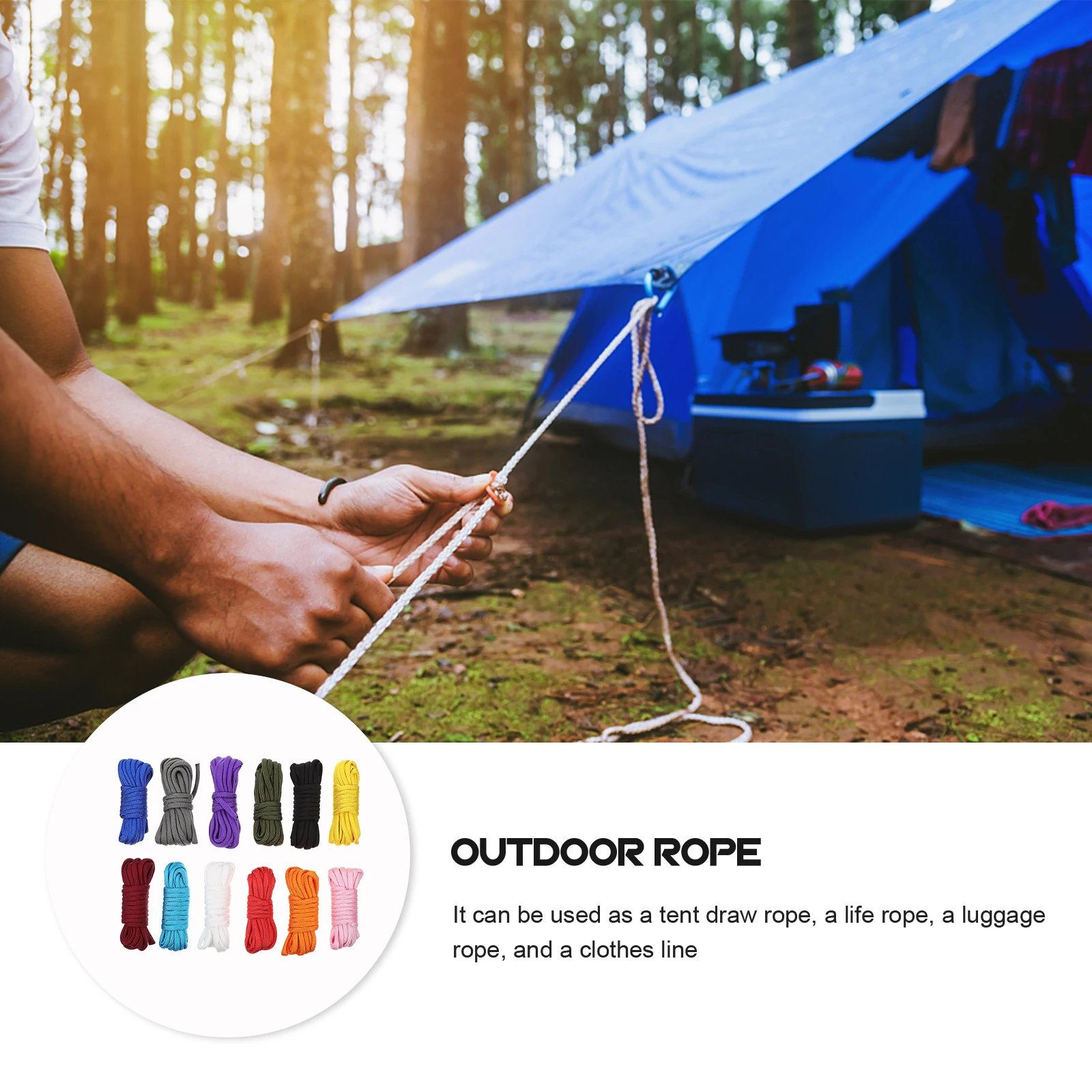 

12 Rolls Rope Tent Cord Heavy duty Outdoor Tent Guy Lines Umbrella Cord Braided Survival Climbing Durable