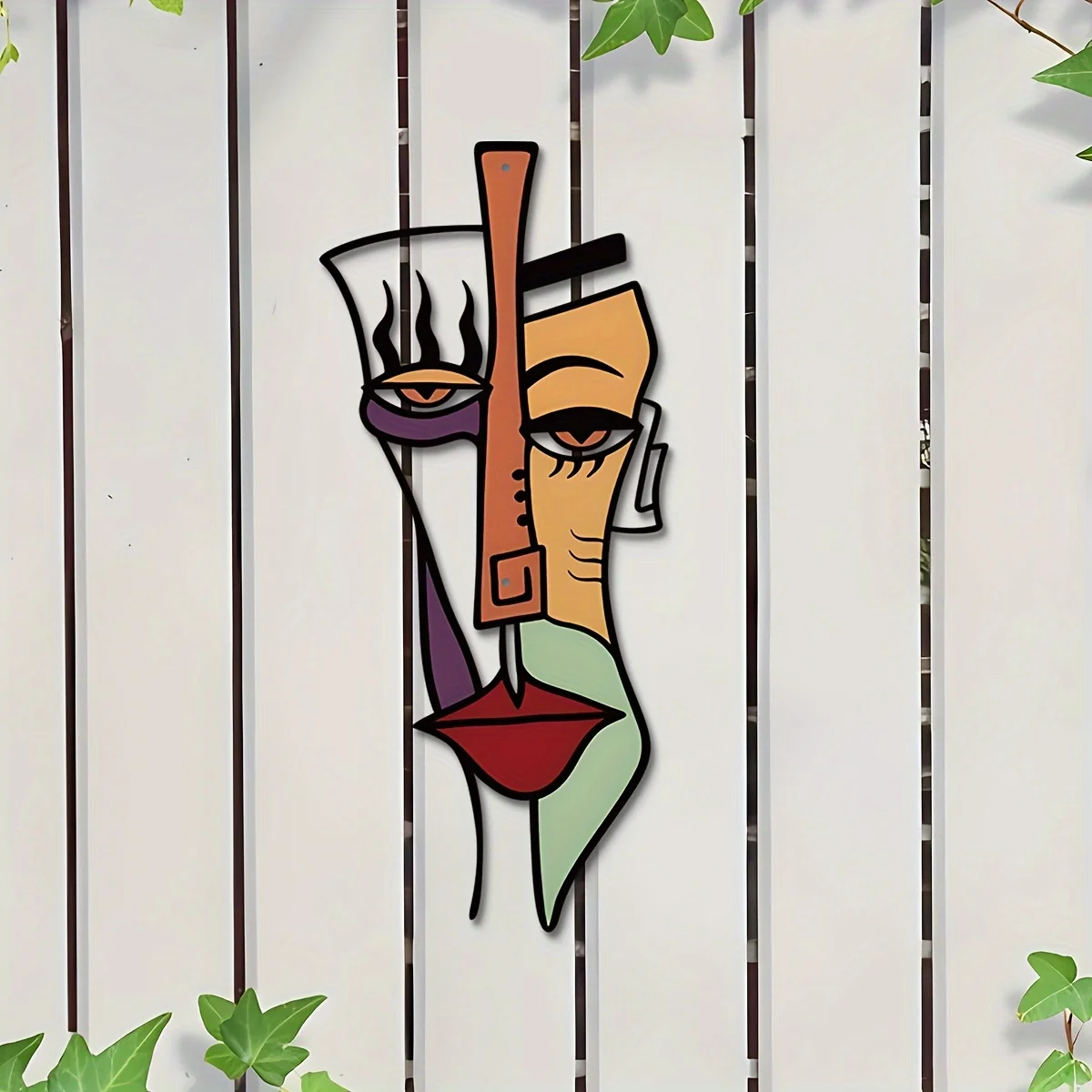 1pc Metal Artistic Retro Metal Wall Hanging Wall Decor, Picasso-Inspired Abstract Mask, Decorative Metal Artwork