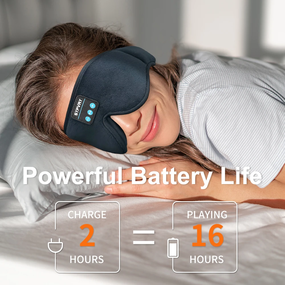 Bluetooth Sleep 3D Eye Mask Wireless Headphones SYPVRY Sleeping Eye Cover Travel Music Headsets with Microphone Handsfree