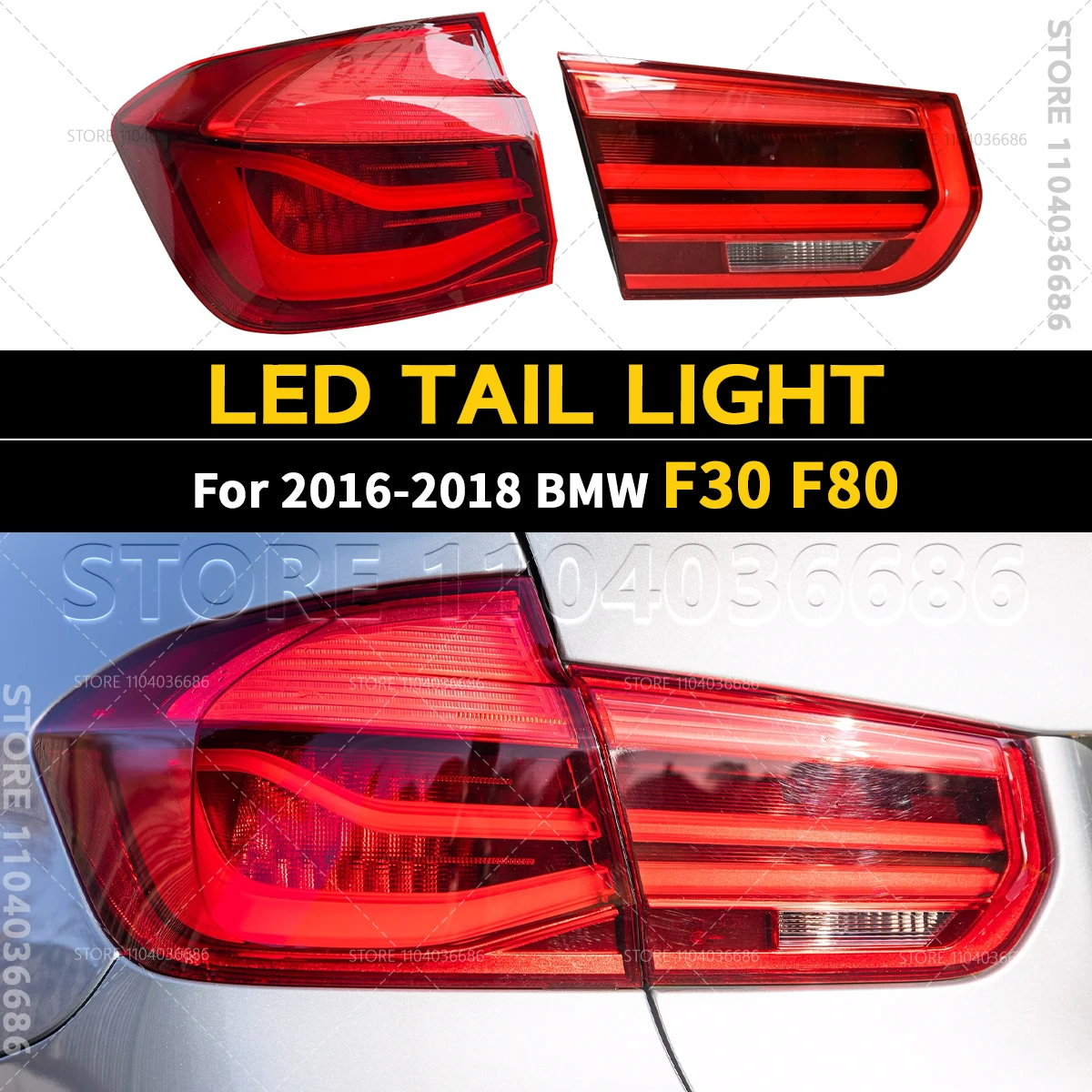 For 2016-2018 F30 F80 BMW 3 Series M3 with Bulb Rear Tail Light Brake Lamp 63217369117 63217369118 63217369119 63217369120
