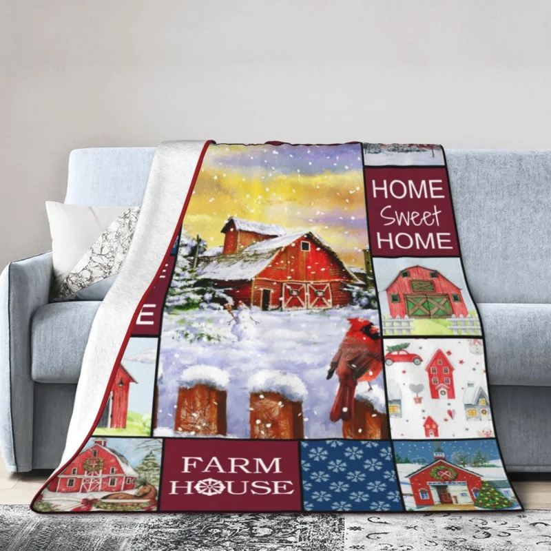 

Christmas Throw Blanket Gifts for Adults Kids, Farm House Soft Flannel Blankets for Bed